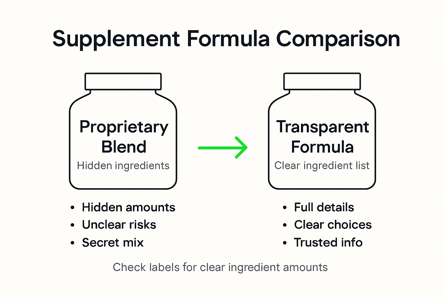 Infographic comparing proprietary and transparent supplements