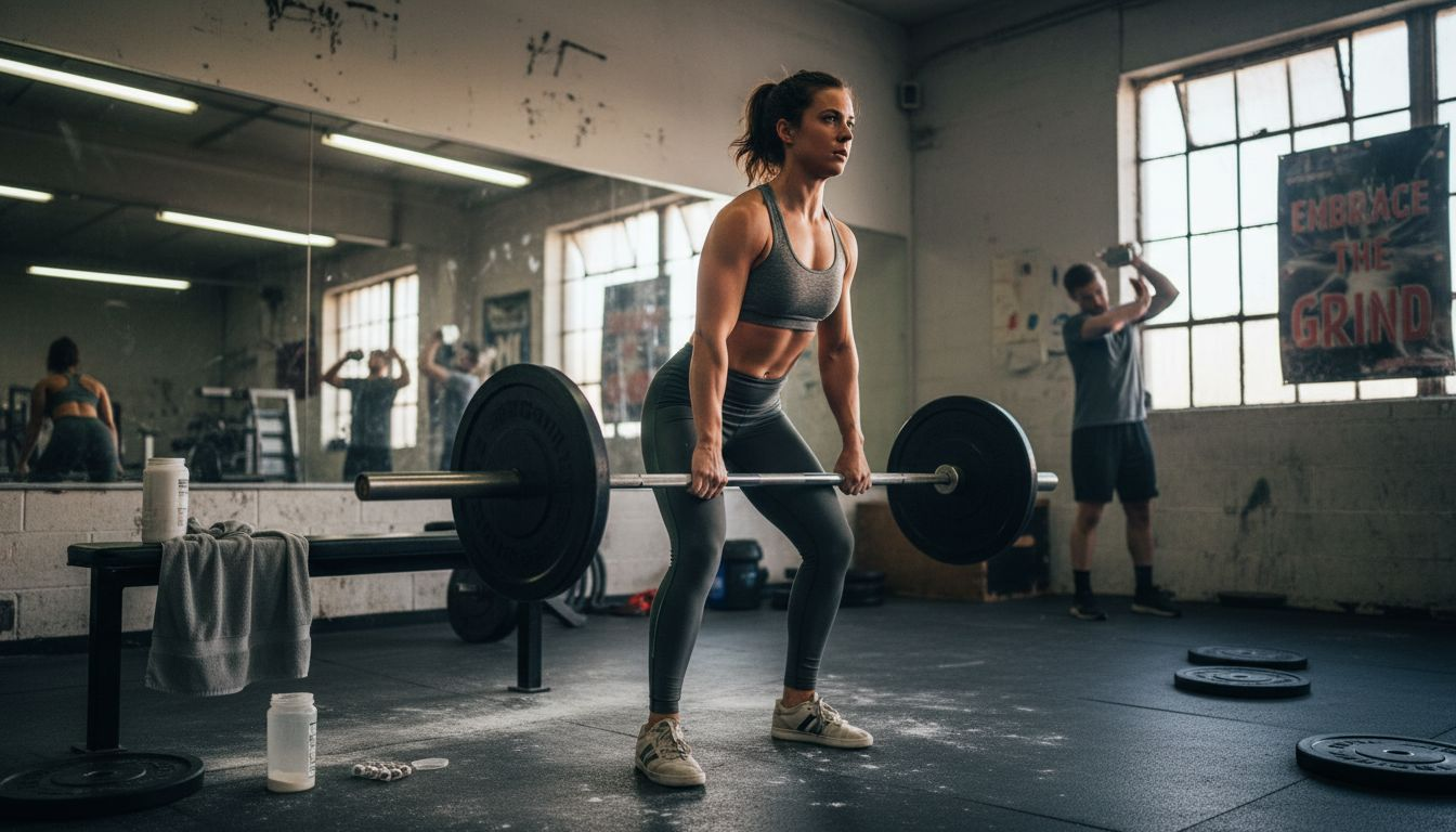 Athlete lifting weights in local gym