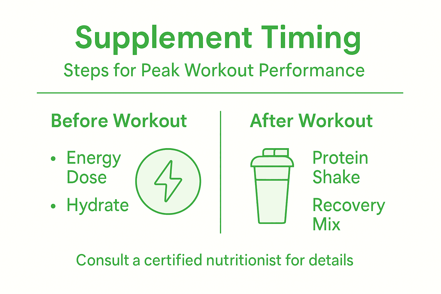 Infographic of supplement timing workflow steps