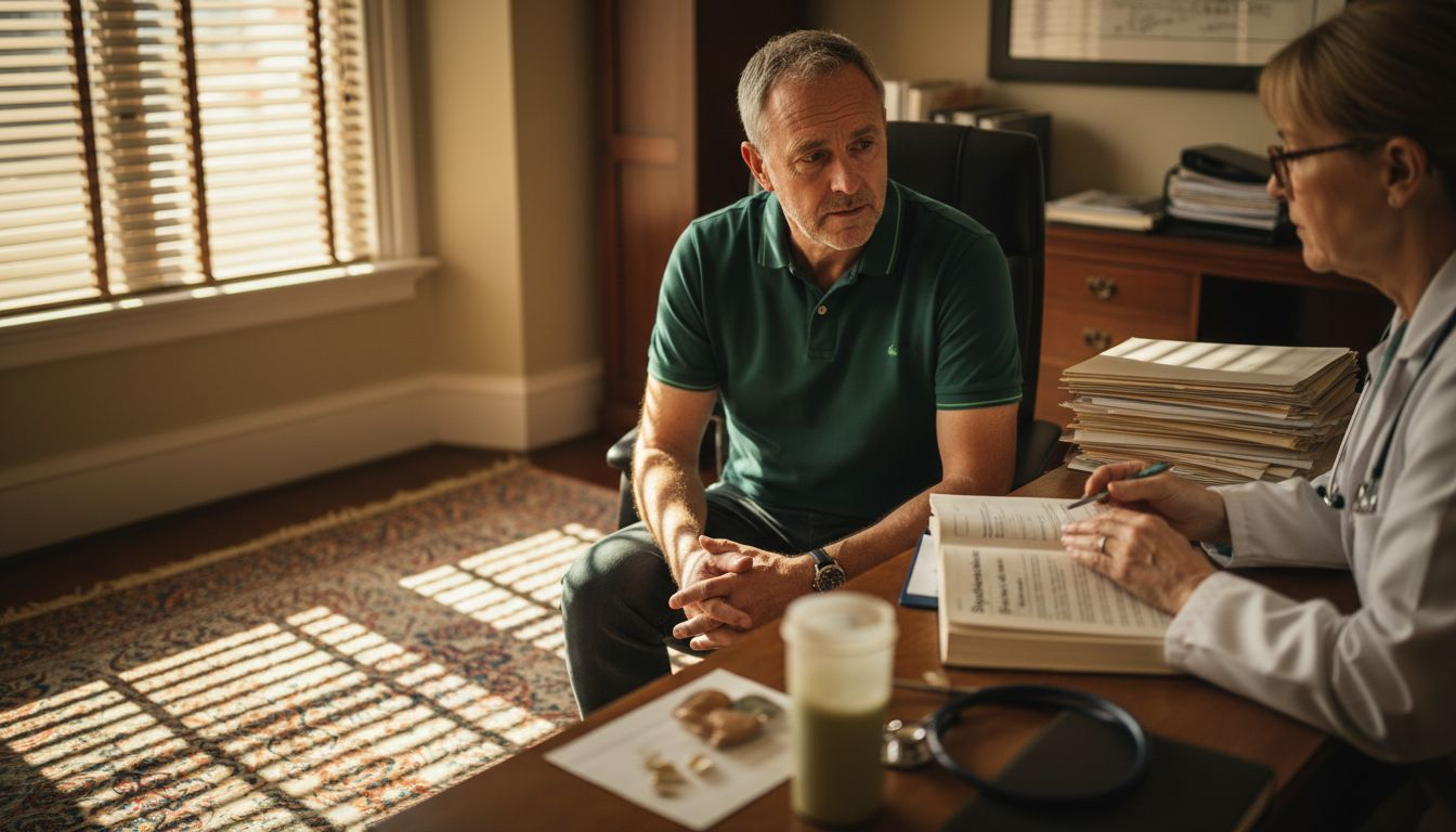 Patient consulting doctor about supplements