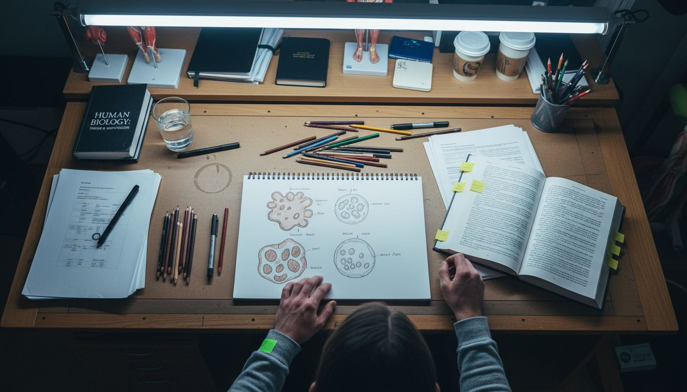 Illustrator drawing brown and white fat cells