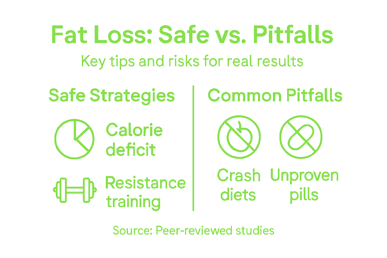 Infographic on safe fat loss and pitfalls