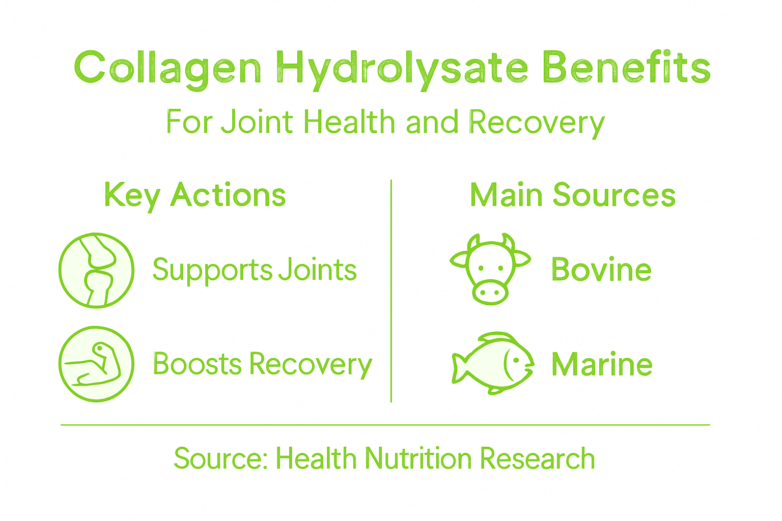 Infographic with collagen benefits and sources
