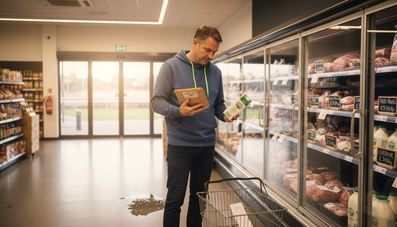 Man choosing CLA-rich foods at store