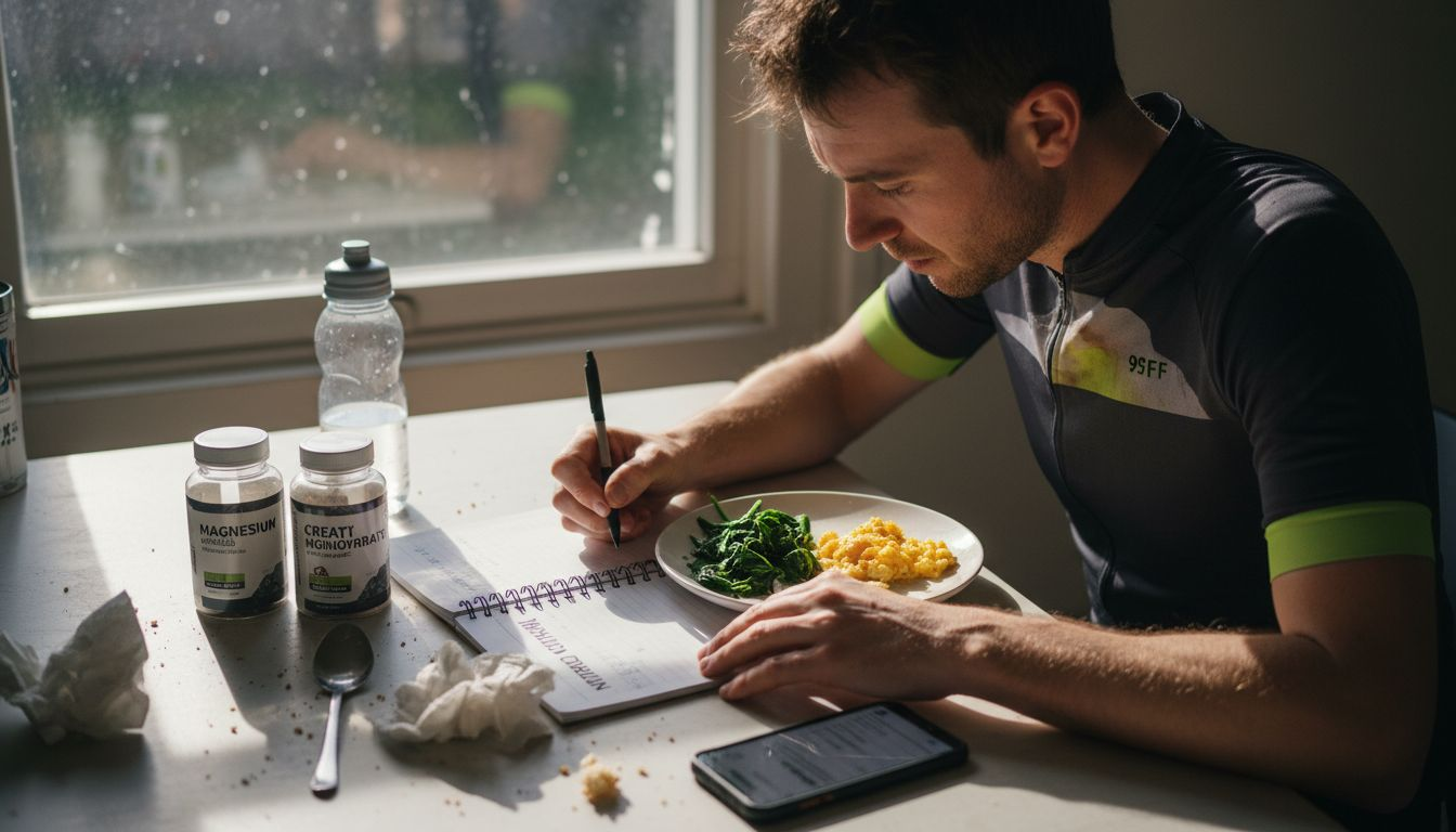 Cyclist tracking vitamins in daily journal