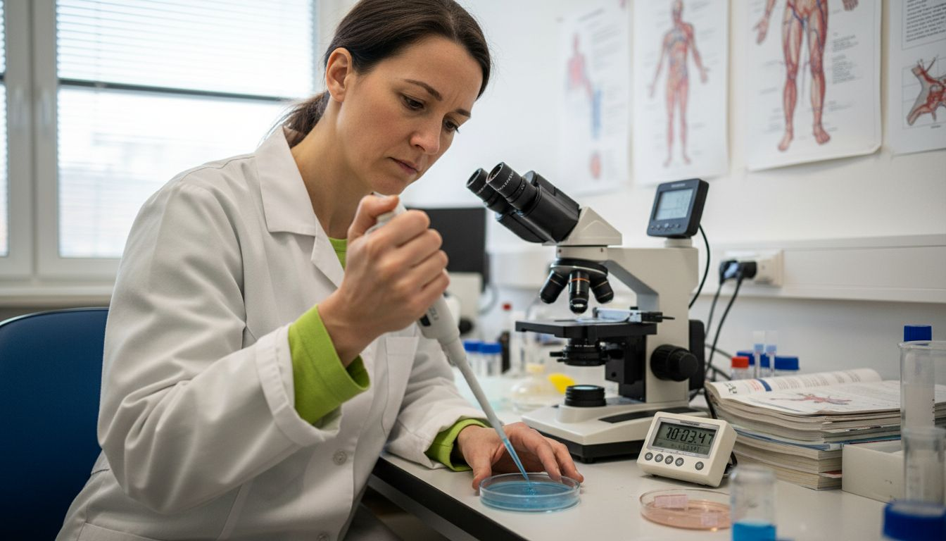 Lab technician prepares blood vessel sample