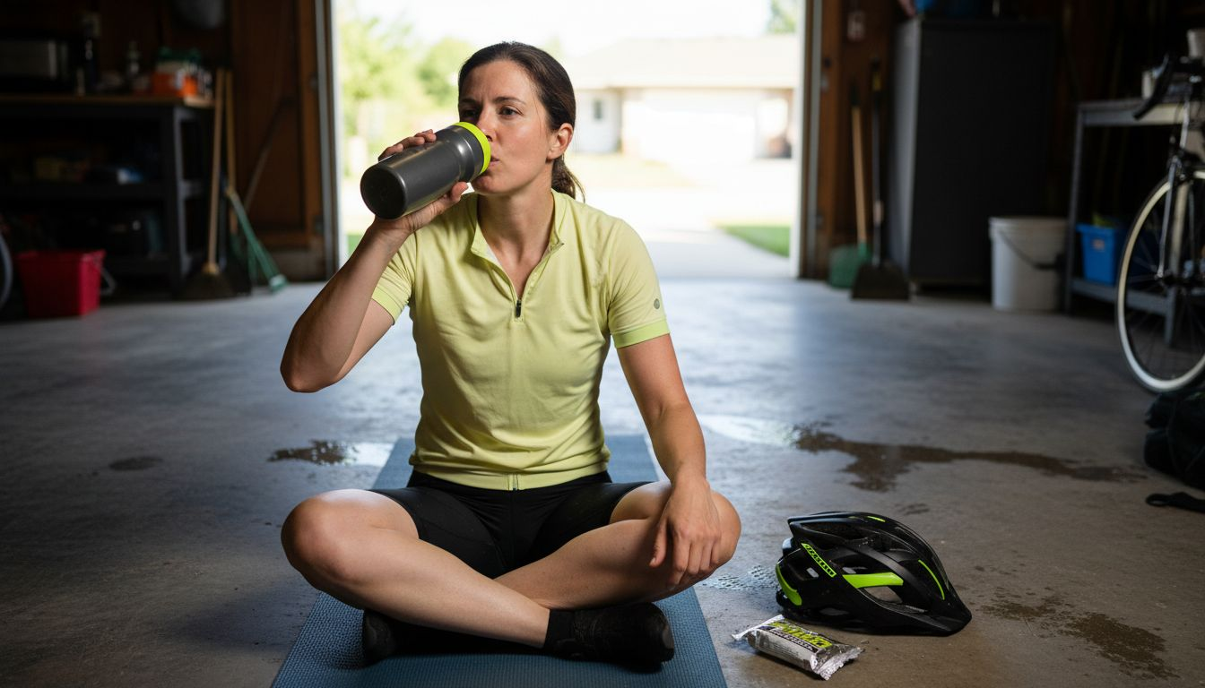 Cyclist recovering with electrolytes after training