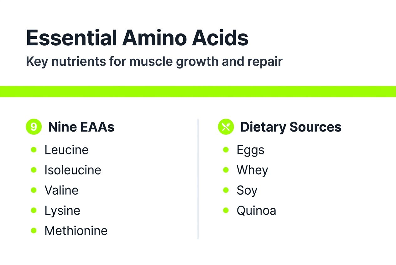Infographic lists nine EAAs and food sources