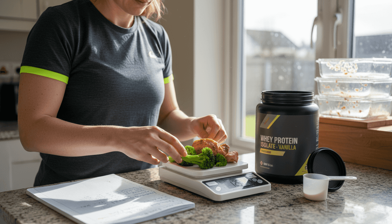 Nutritionist prepping protein-rich meal servings