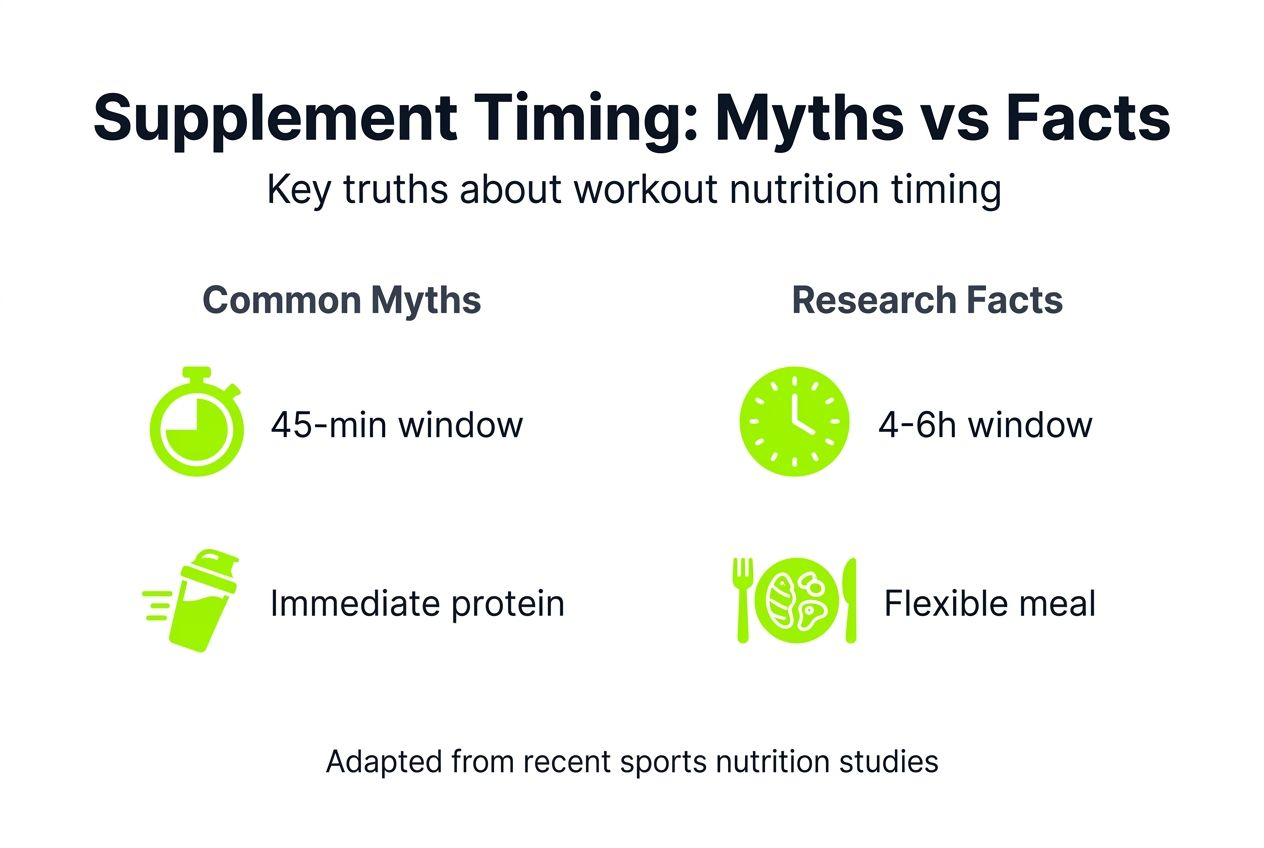 Infographic contrasts supplement timing myths and facts