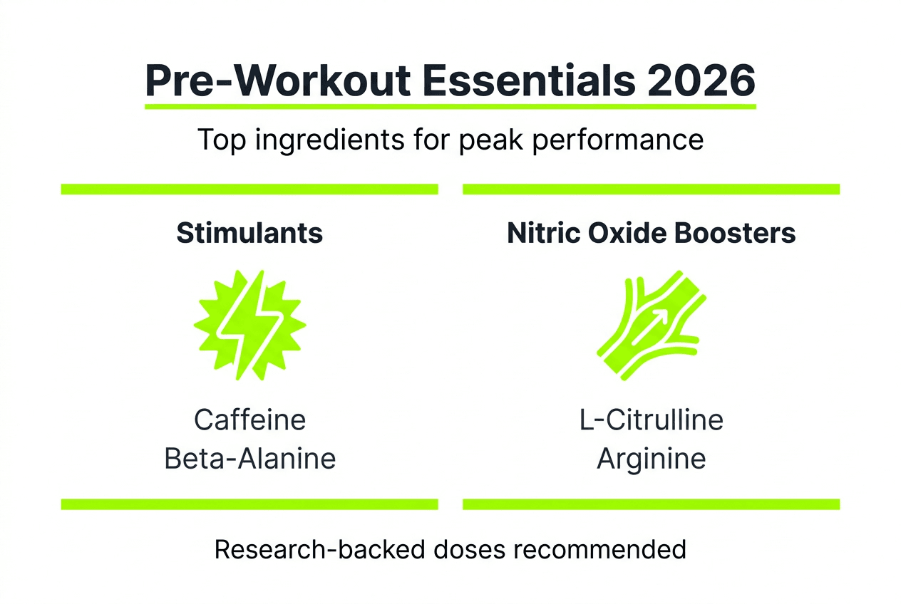 Infographic of main pre-workout supplement ingredients
