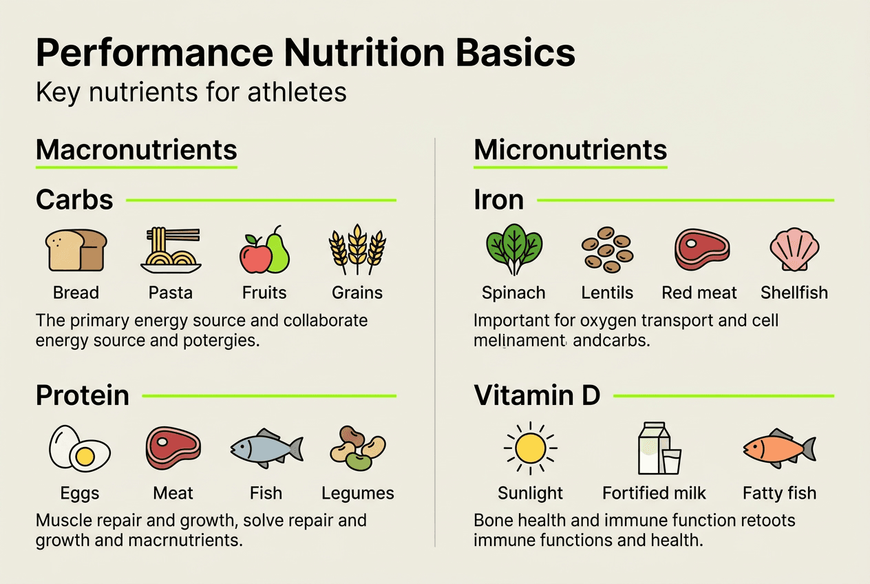Infographic shows key athletic nutrition nutrients