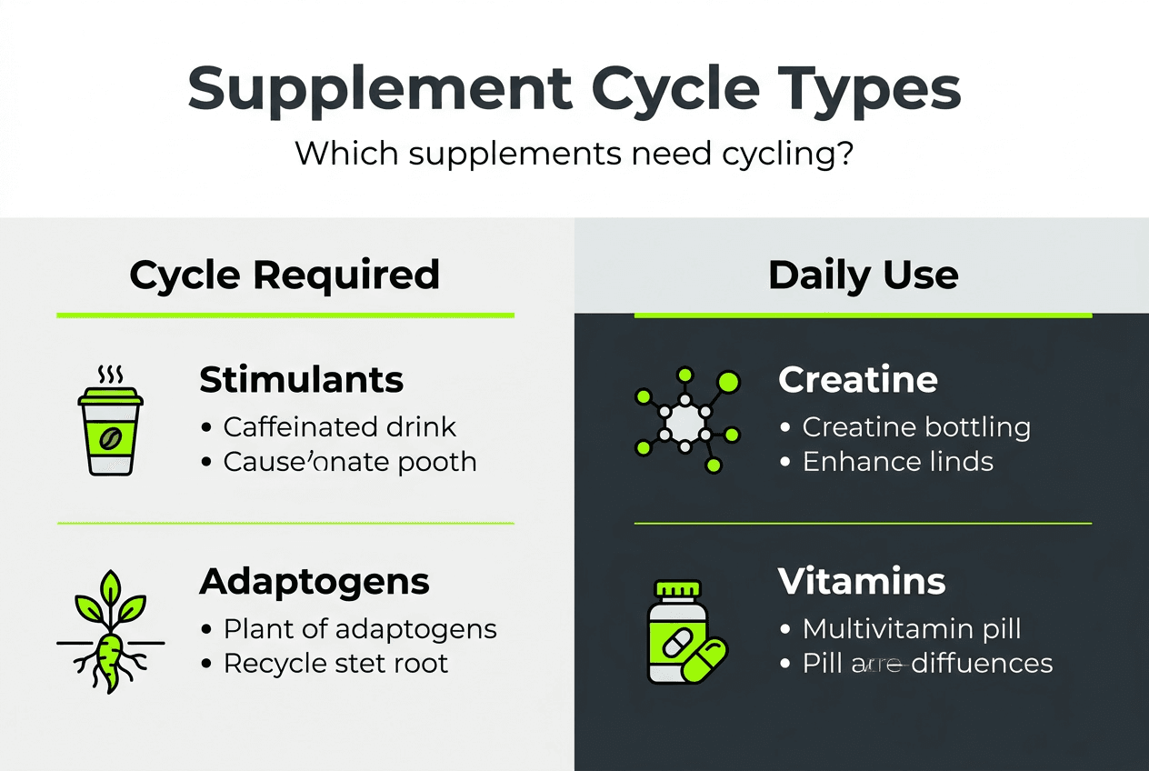 Infographic showing supplement cycle types