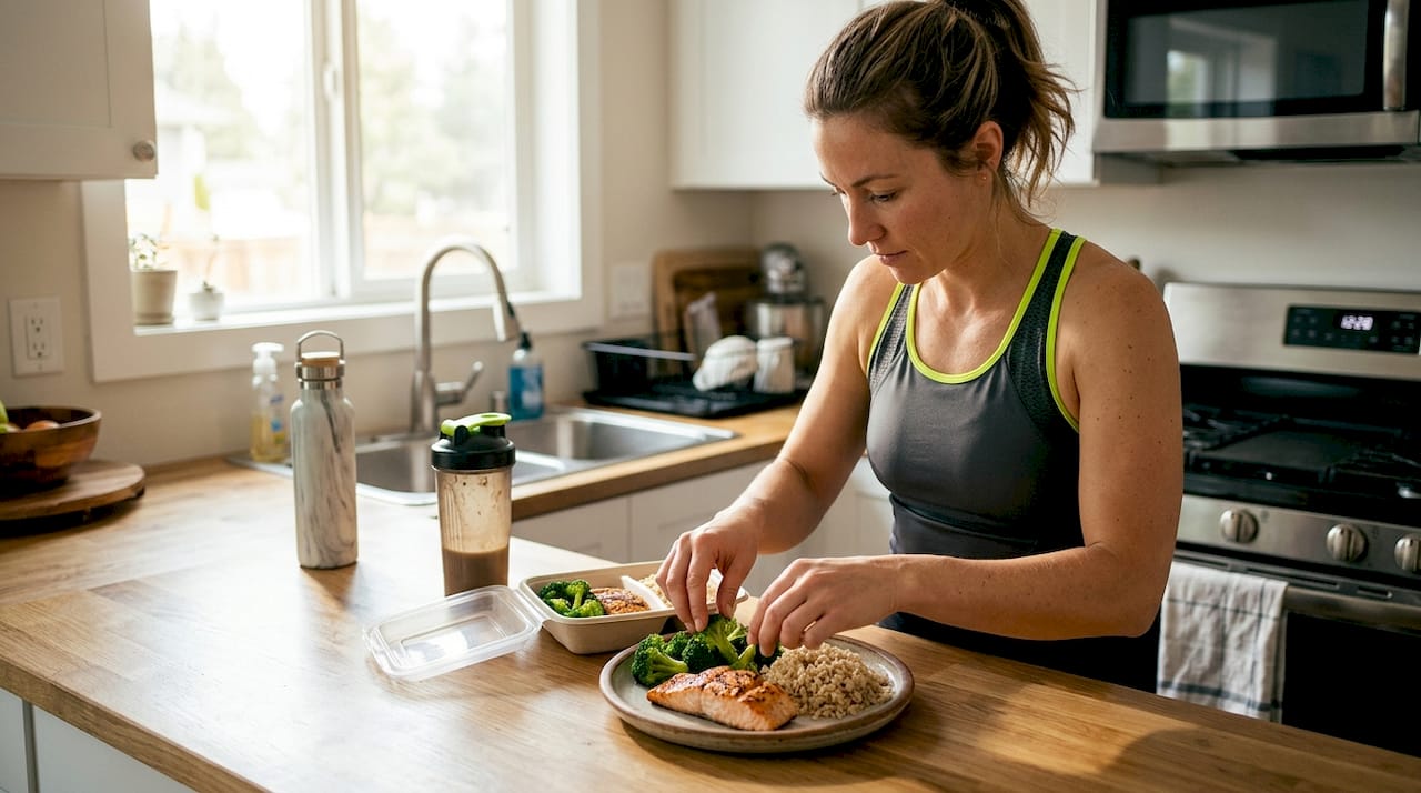 Woman preparing protein-rich recovery meal
