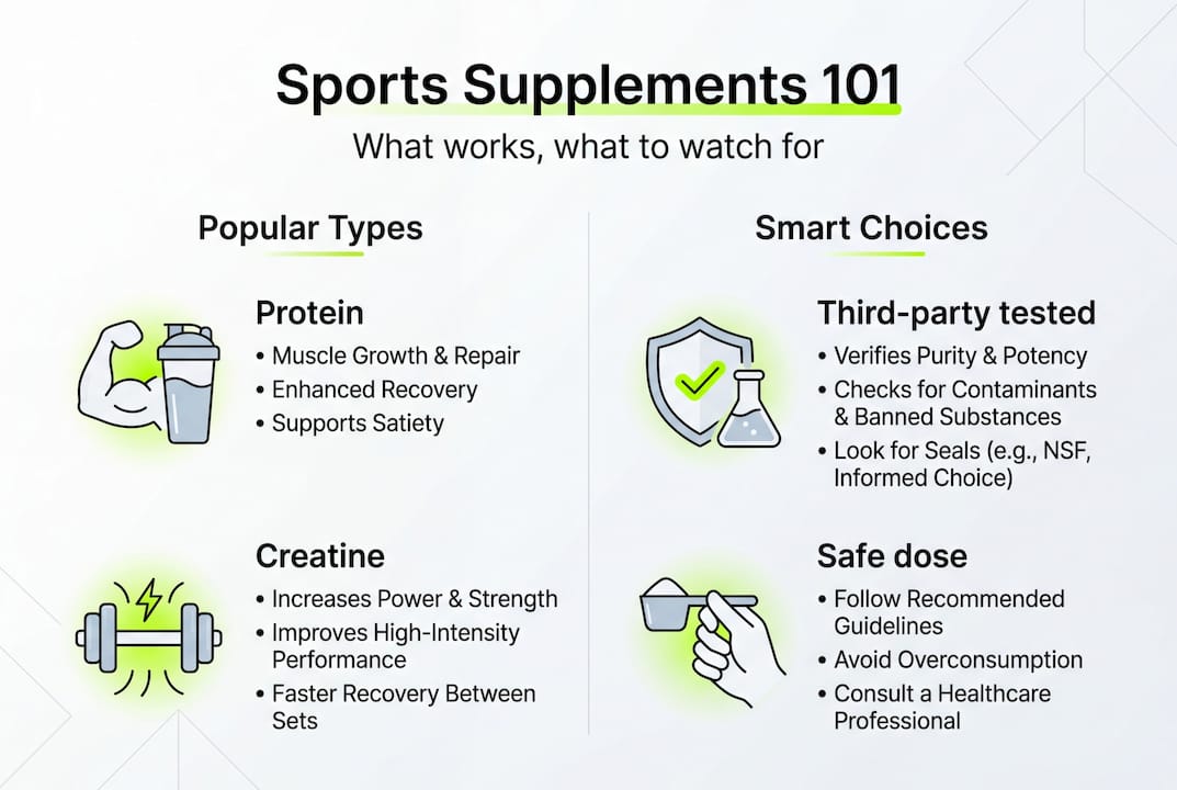 Infographic of supplement types and best practices
