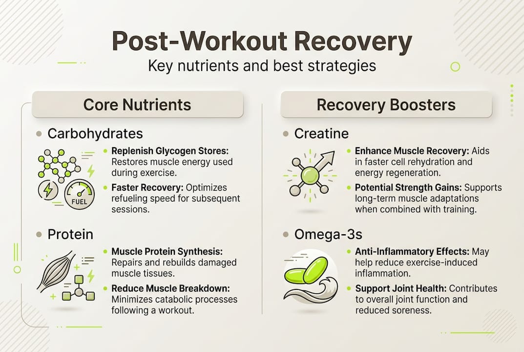 Infographic comparing nutrients and recovery boosters