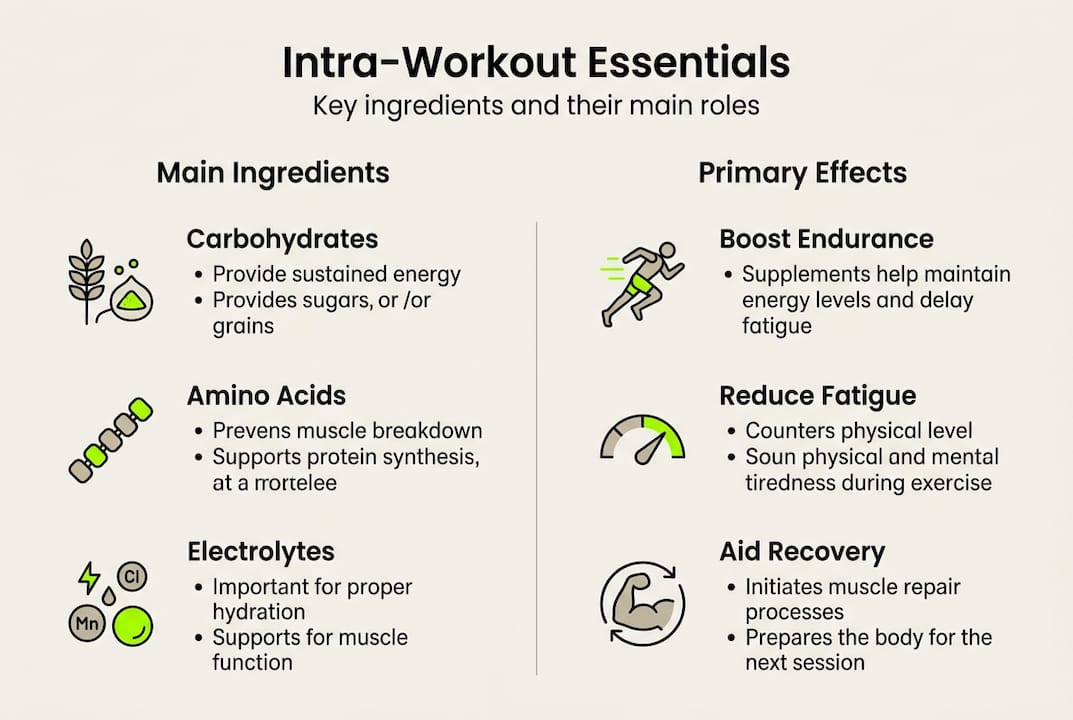 Infographic of intra-workout supplement ingredients and effects
