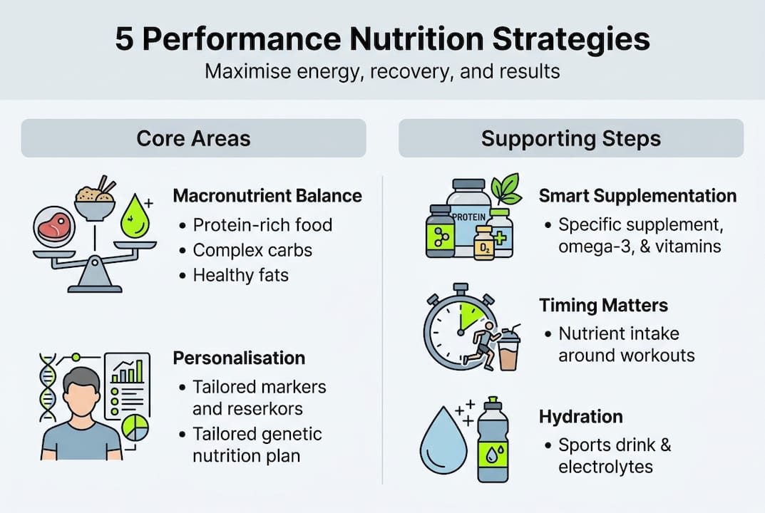 Infographic of five nutrition strategies for athletes