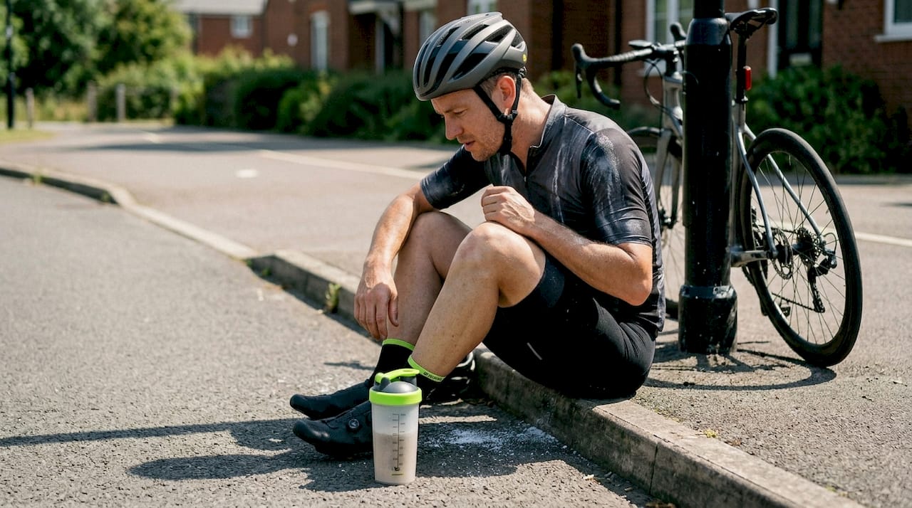Cyclist with visible salt stains post-workout