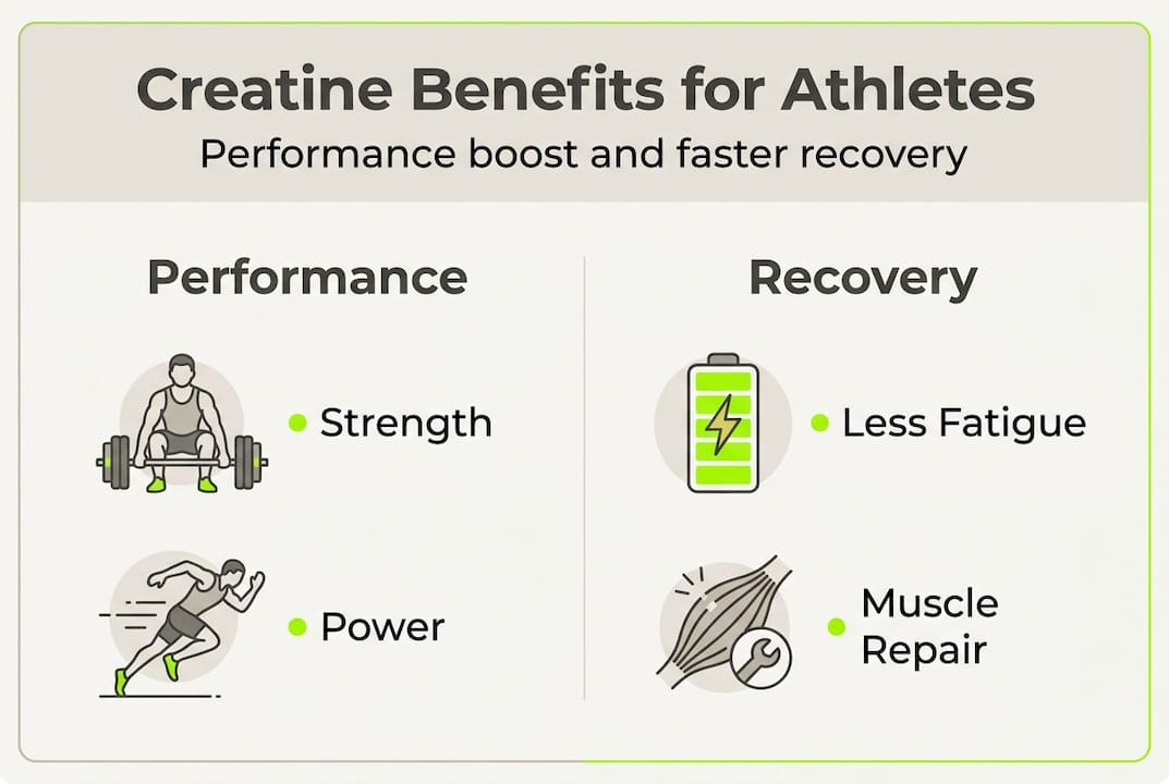 Infographic showing creatine benefits for athletes