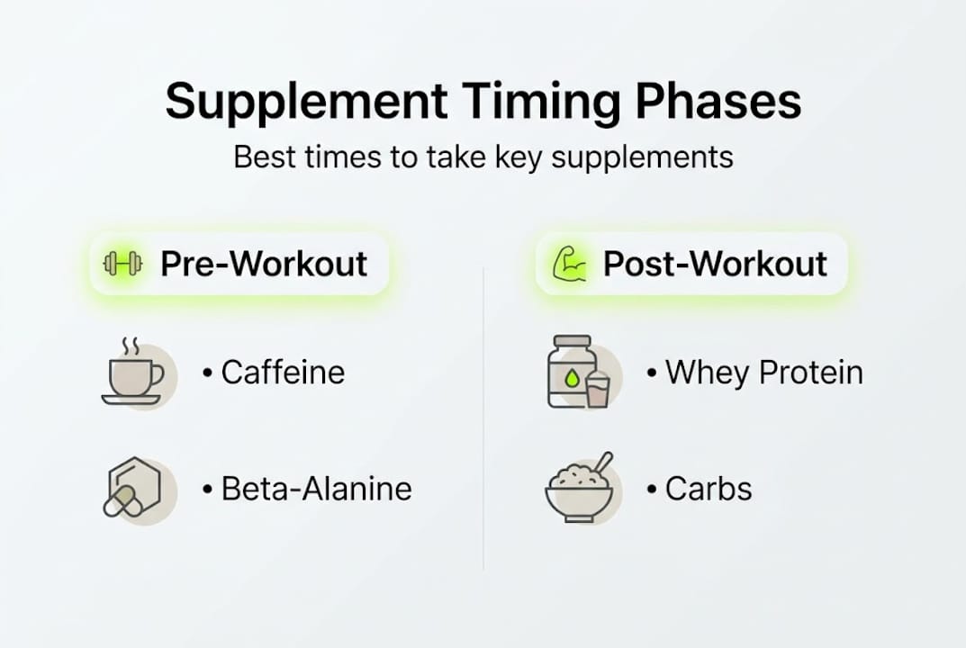Infographic of supplement timing phases