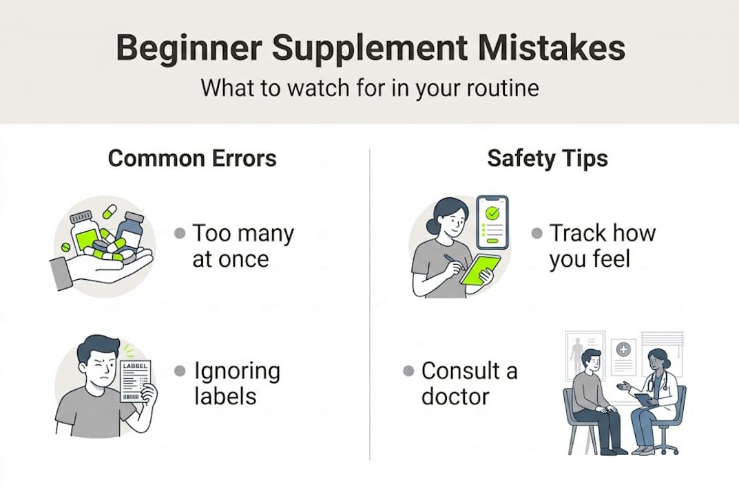 Infographic on common supplement mistakes and safety tips