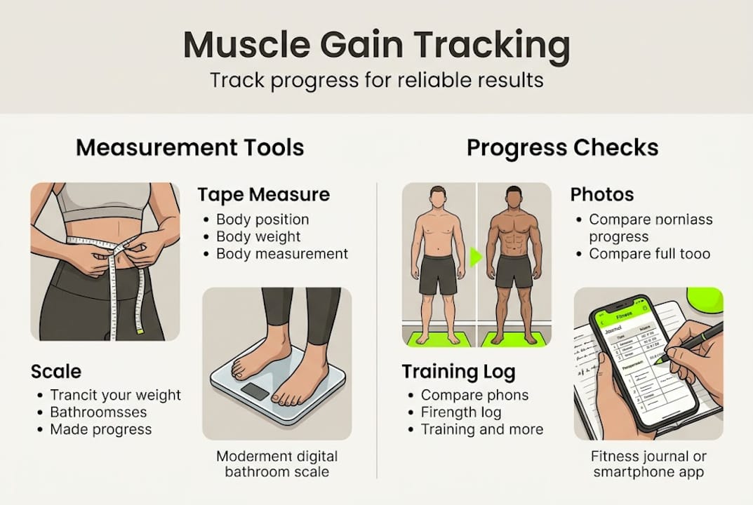 Infographic on tracking muscle gain progress