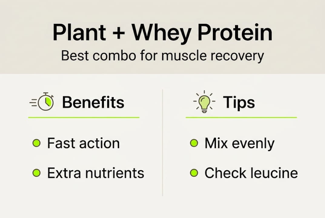 Infographic with plant and whey protein benefits and tips