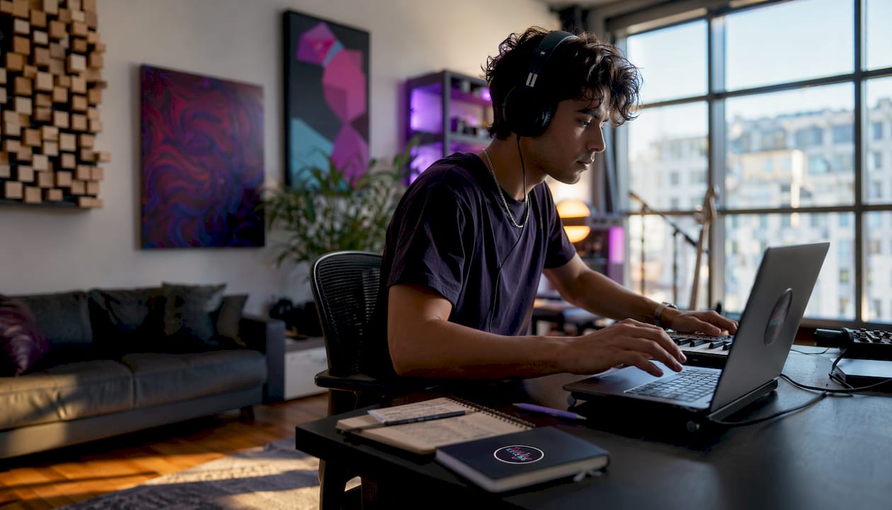 Mastering for Spotify: What Independent Artists Must Know - 1784103780867 Independent artist listening to mix at home studio Independent artist listening to mix at home studio