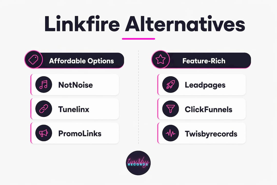 Best Linkfire Alternatives for Independent Musicians in 2026 - 1784410561537 Infographic comparing Linkfire alternatives categories Infographic comparing Linkfire alternatives categories