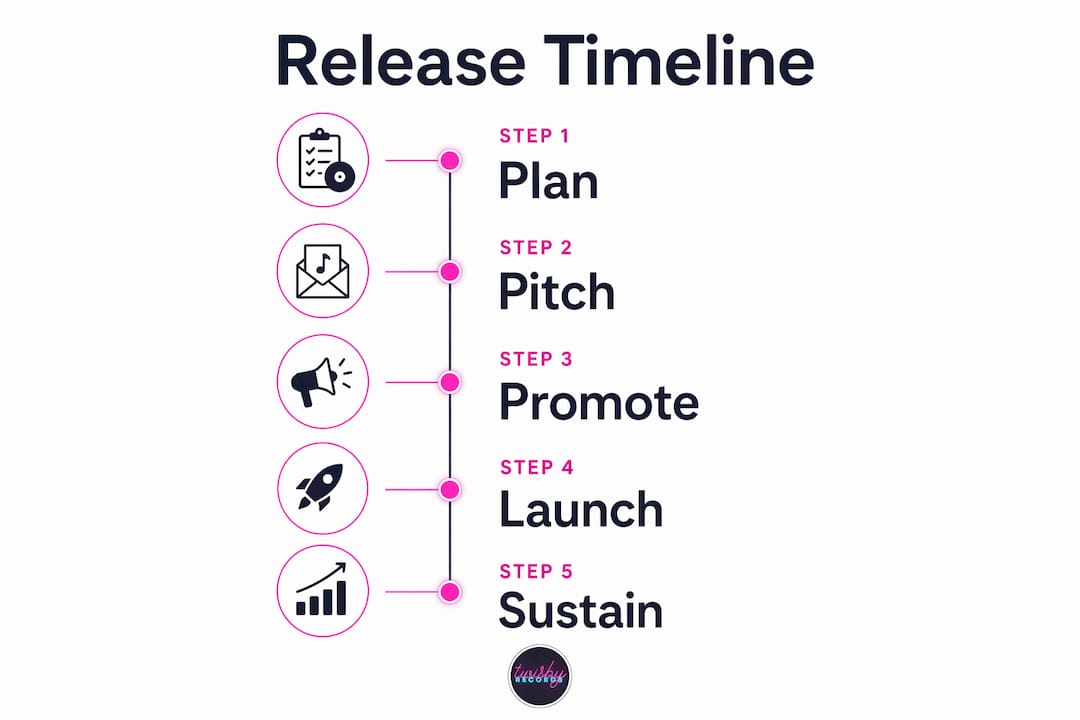 Music Release Strategy for Independent Artists: 2026 Guide - 1784475129081 Infographic showing music release timeline steps Infographic showing music release timeline steps