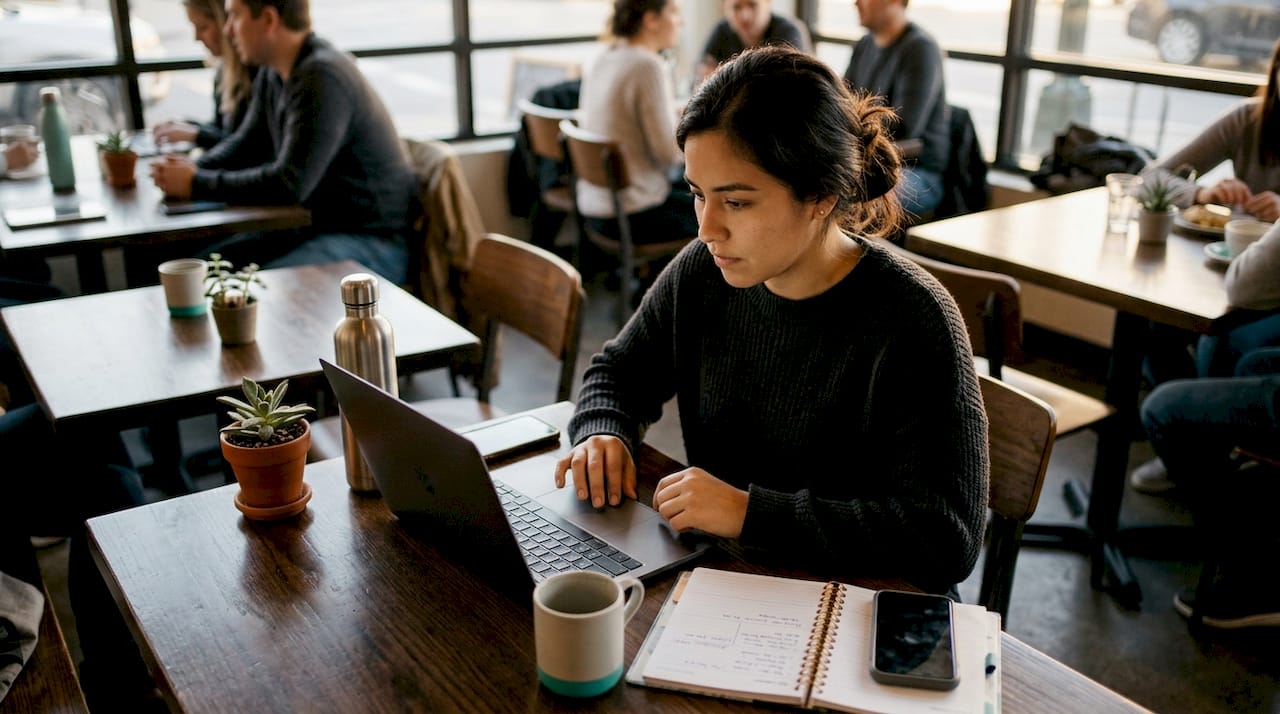 Woman scheduling TikTok posts on laptop
