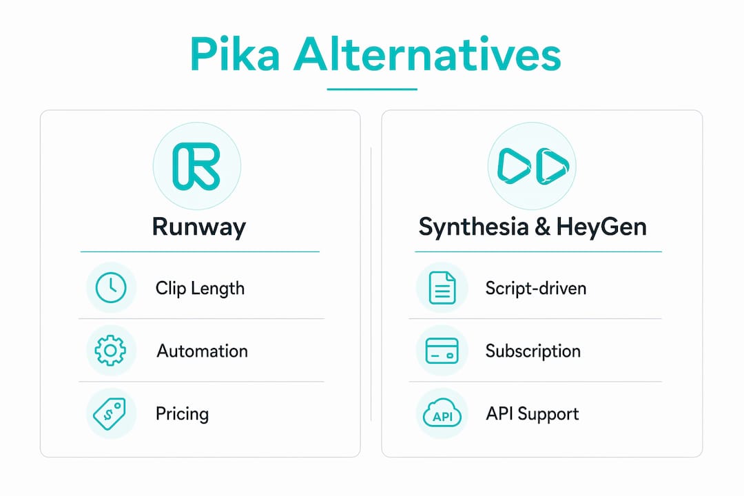 Infographic comparing Pika alternatives features