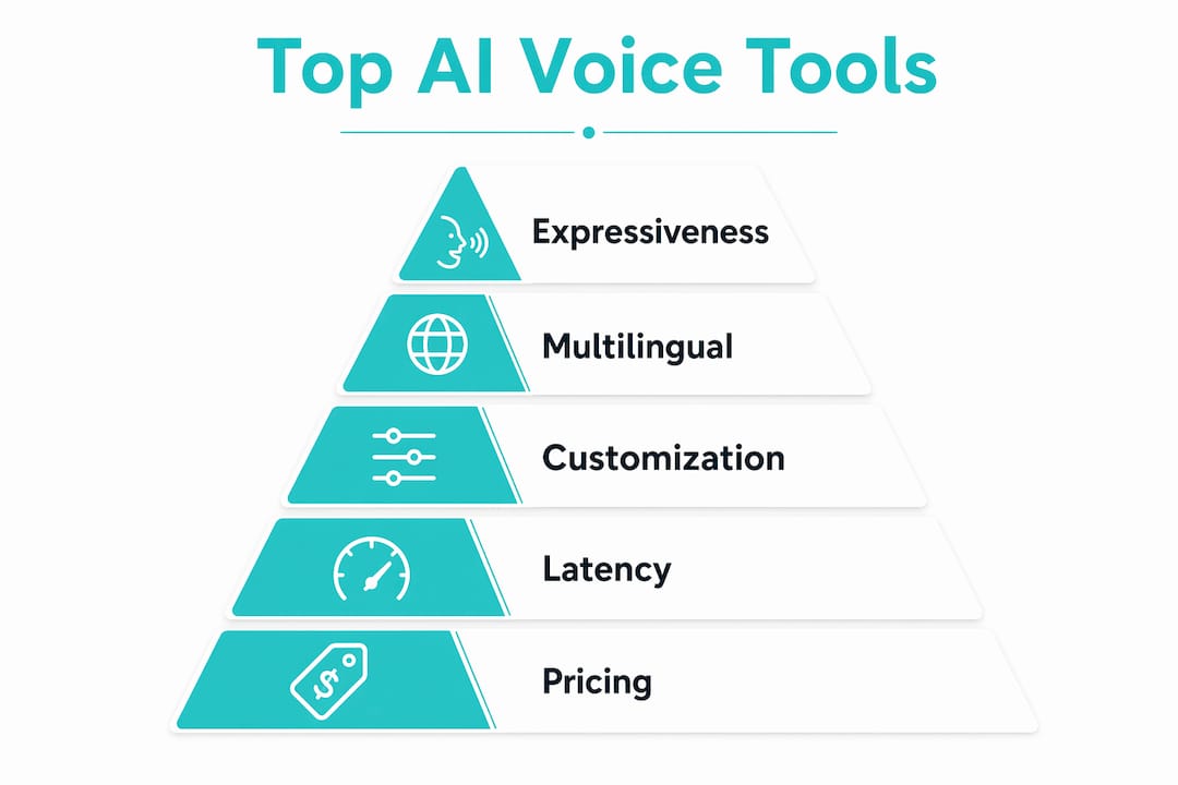 Infographic comparing AI voice tools by features