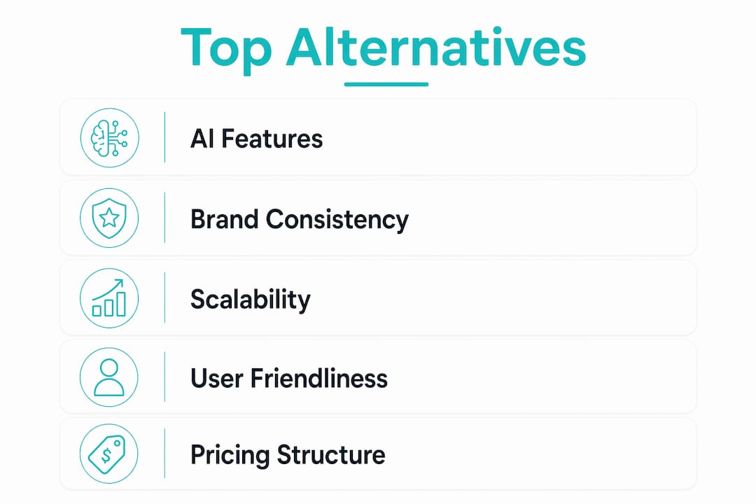 Infographic showing key features to consider for Animoto alternatives