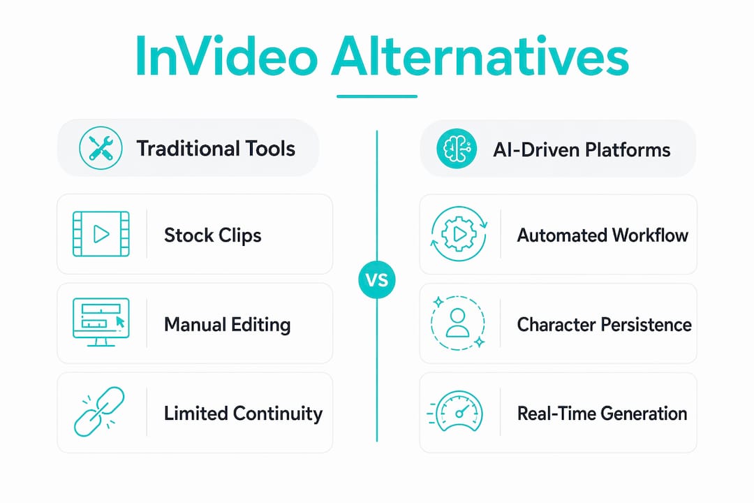 Infographic comparing traditional and AI-driven video tools