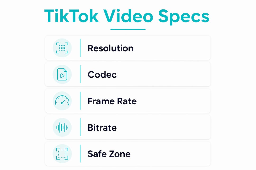 Infographic illustrating TikTok video specifications
