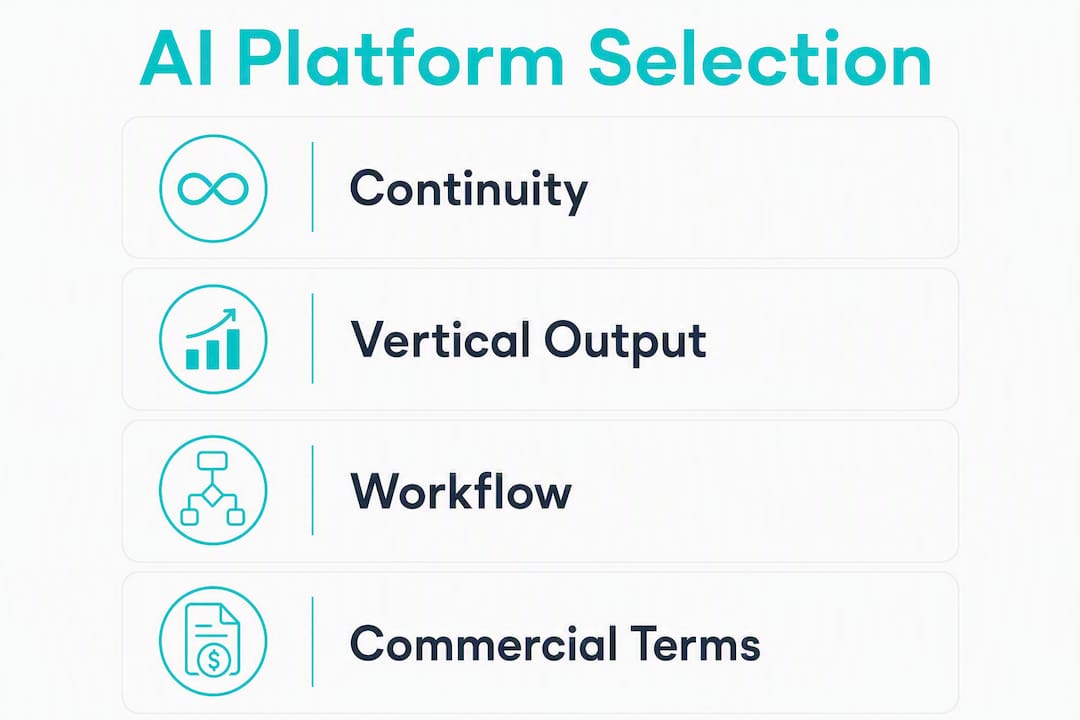 Infographic displaying AI platform selection steps