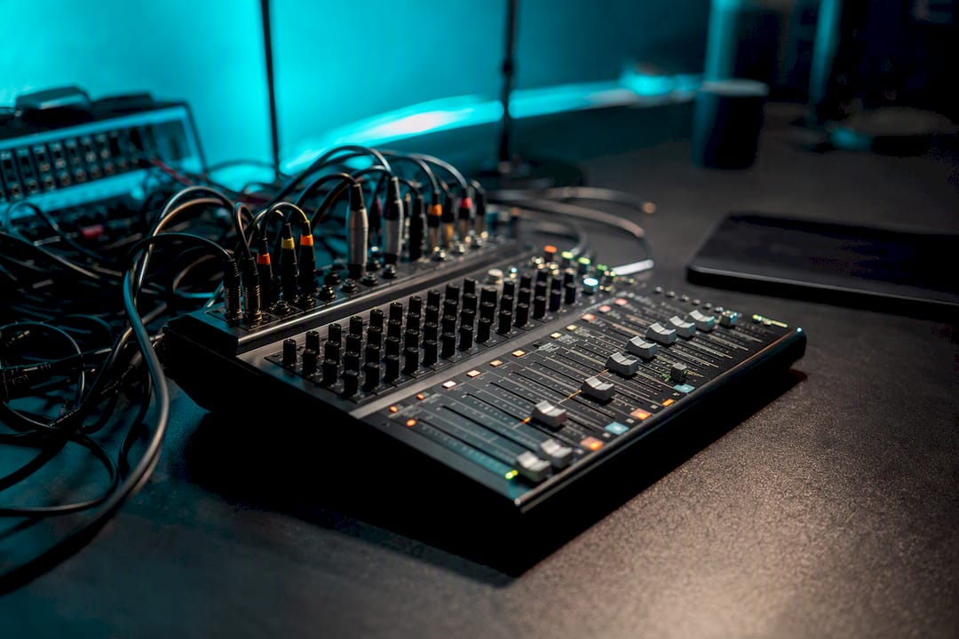 Microphone and mixing console detail