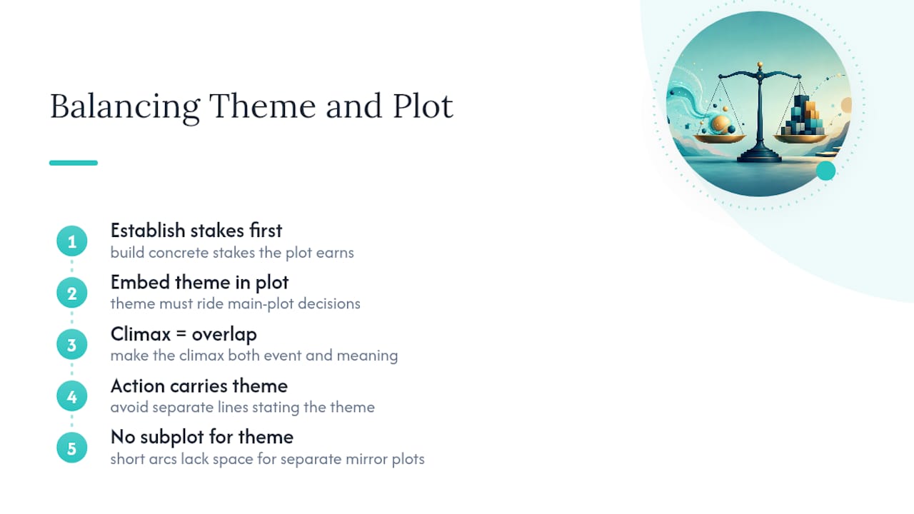Balancing Theme and Plot in Short Story Arcs — overview diagram