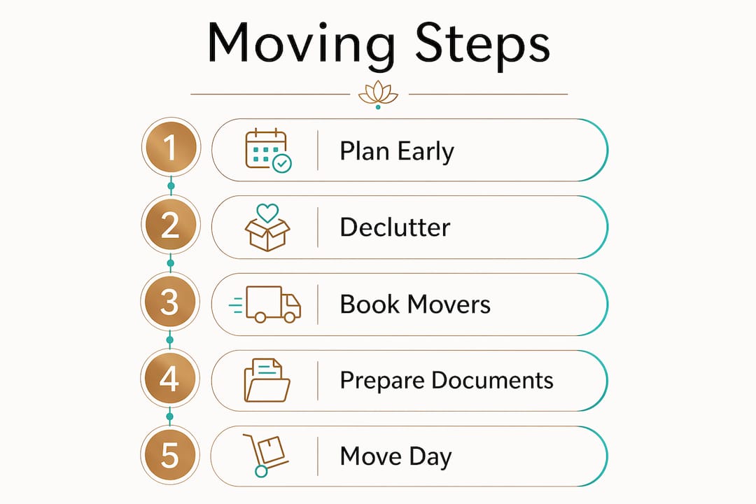 Infographic outlining key moving steps