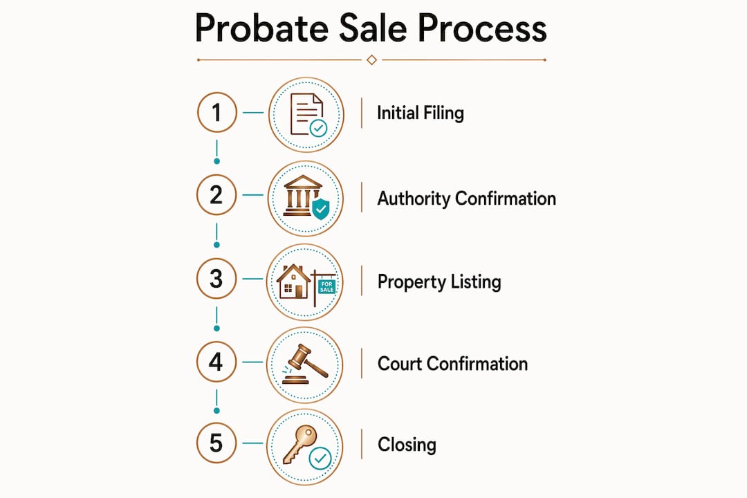 Infographic outlining probate sale steps in California