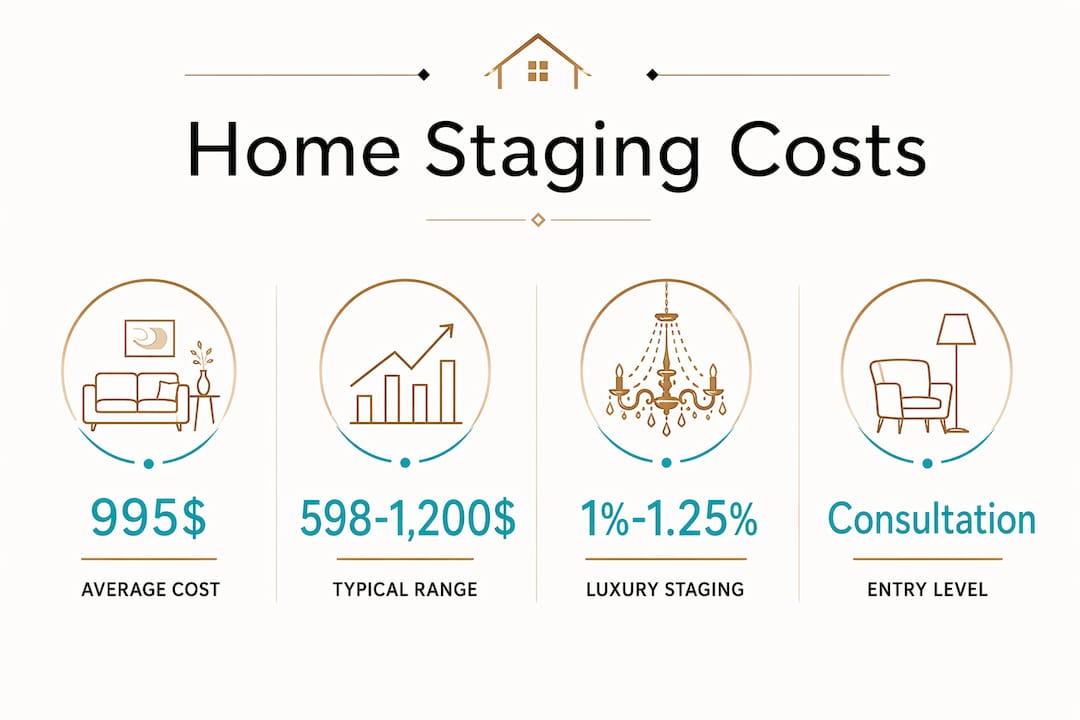 Infographic showing home staging cost statistics and factors