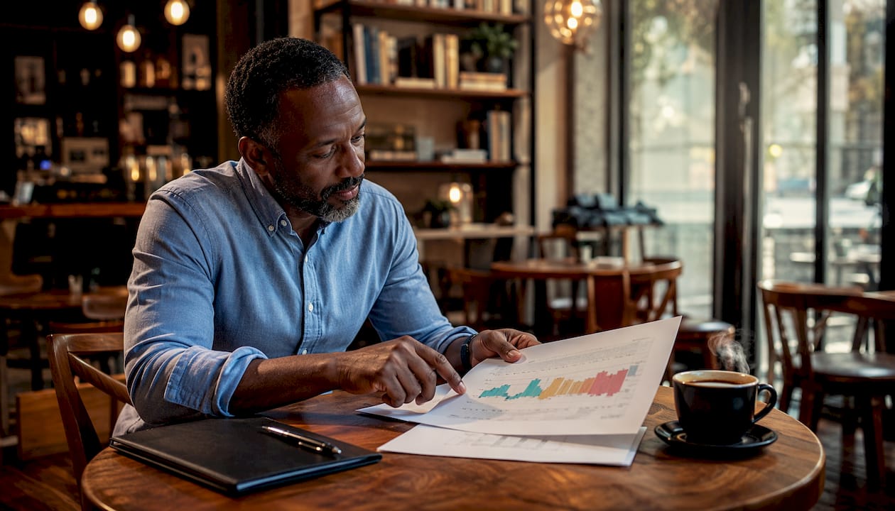 Hands pointing at real estate risk document