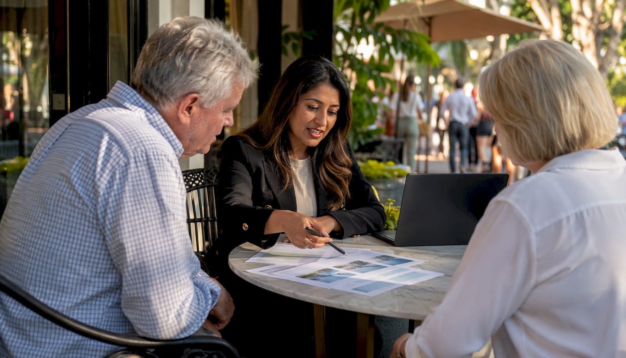 Real estate agent discussing offers with clients