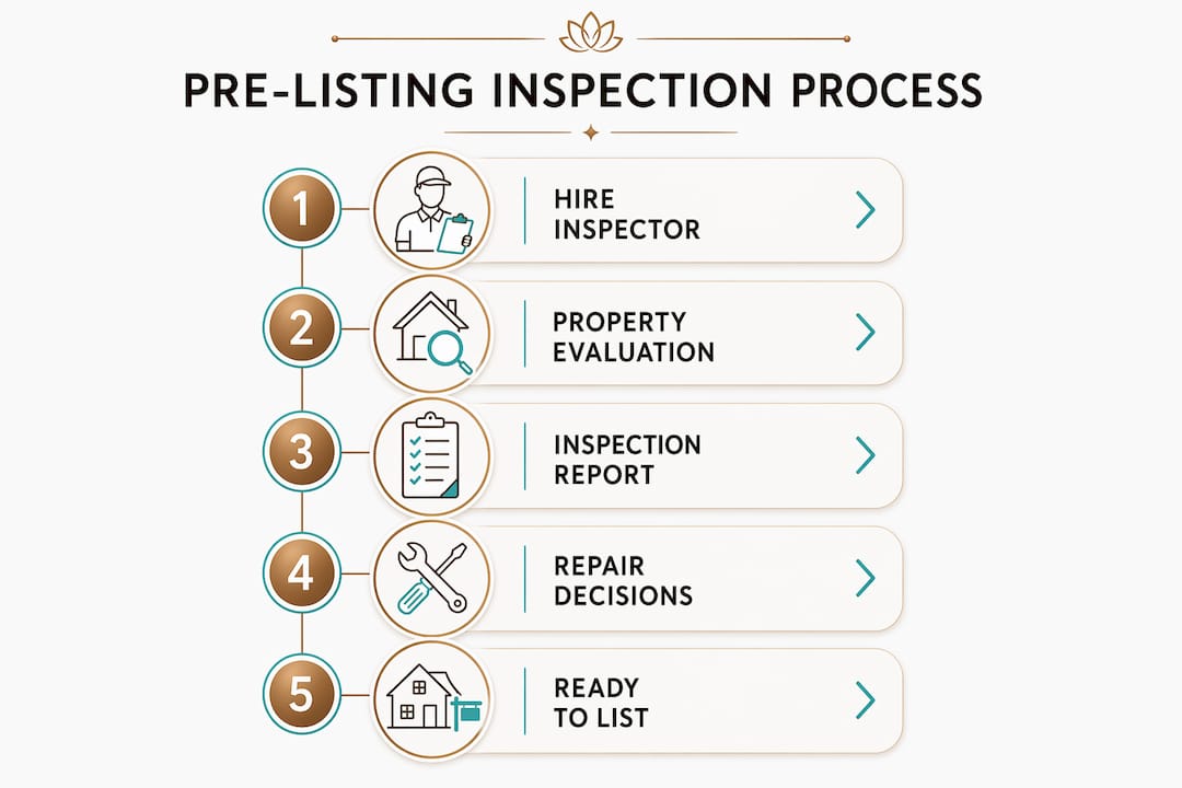 Infographic showing steps of pre-listing inspection process