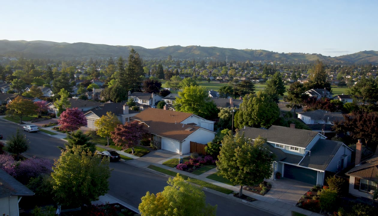Aerial view of Santa Clara neighborhood housing area