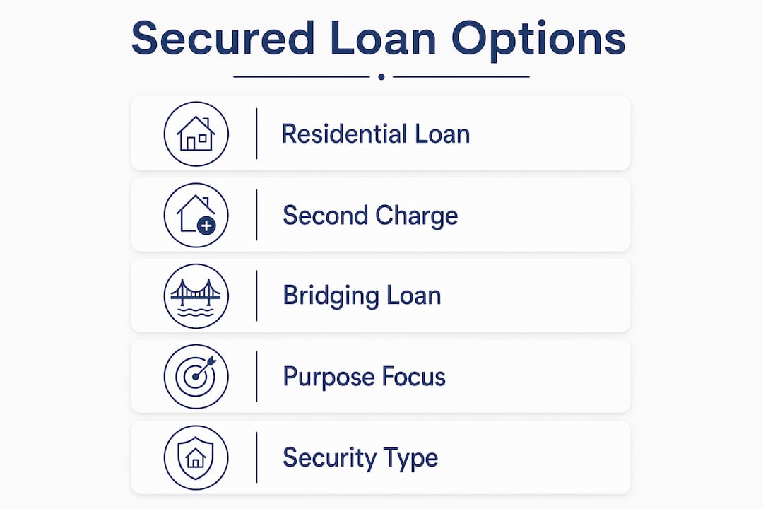 Infographic showing secured loan types and features