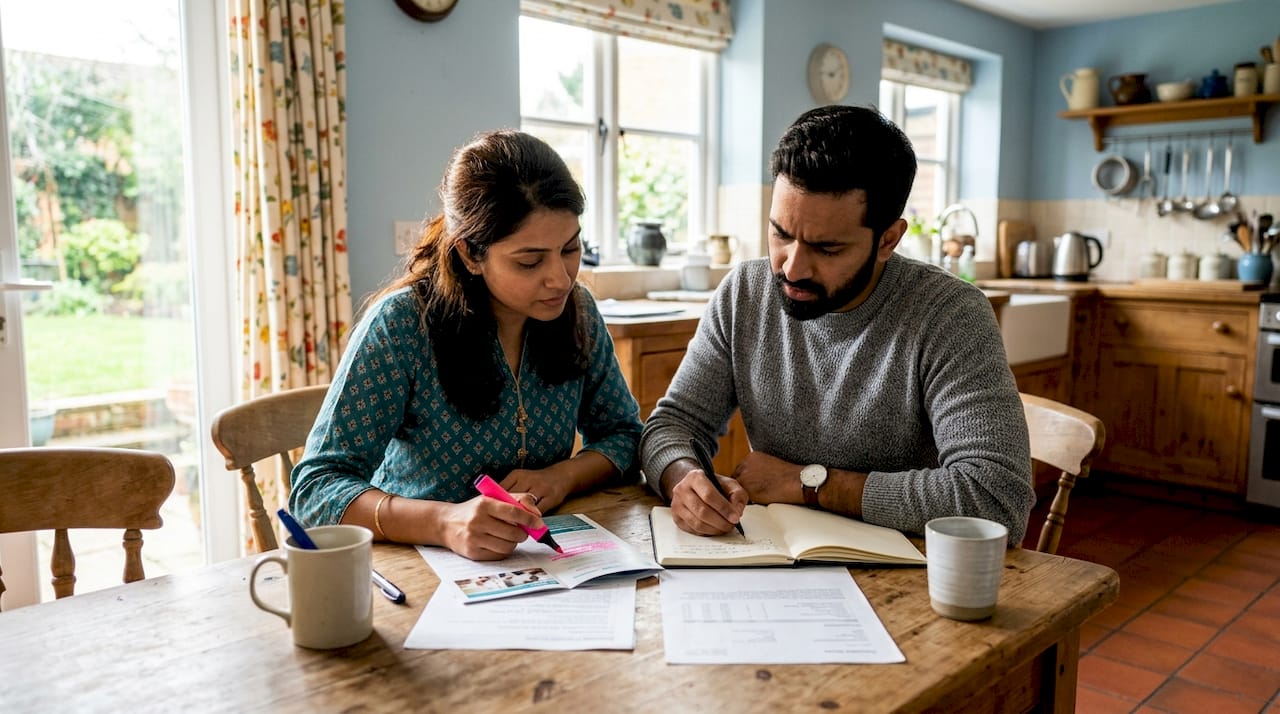 Couple reviewing consolidation loan options