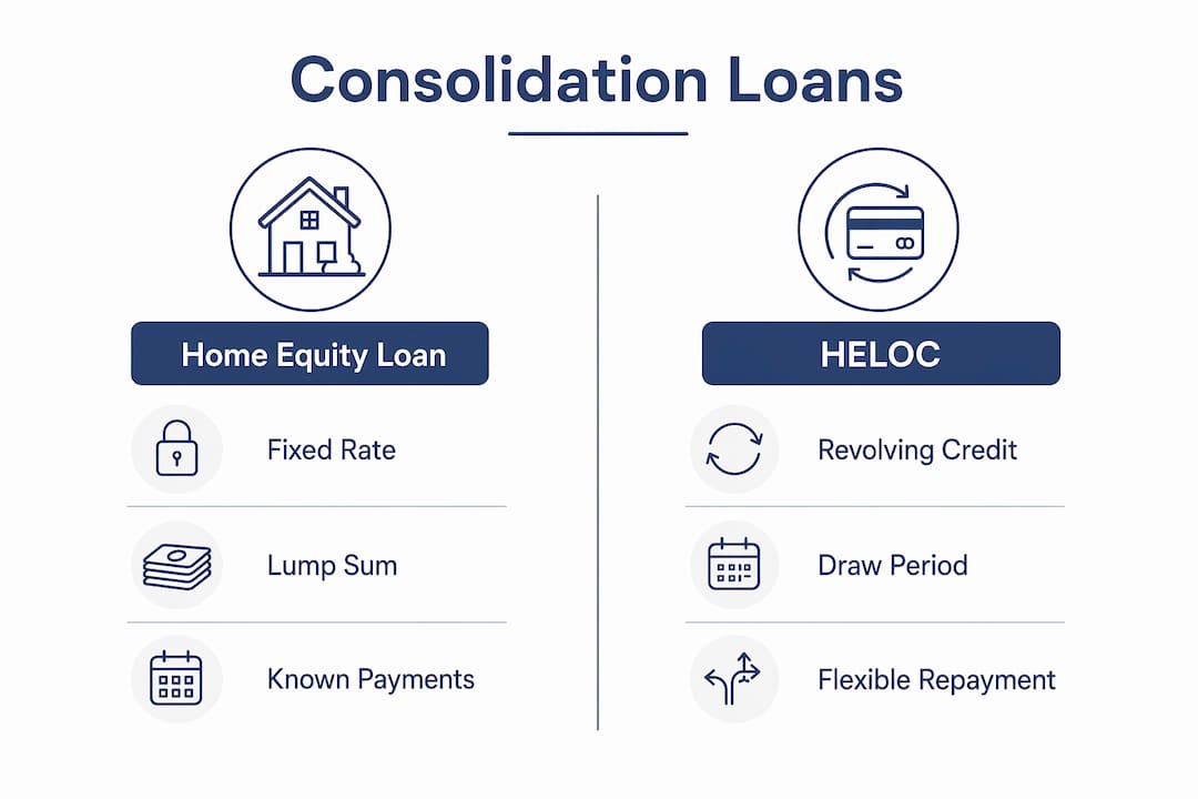 Infographic comparing home equity loans and HELOC
